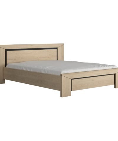 Alternative view of Lit Beige BRUGGE Châtaignier naturel  160X200