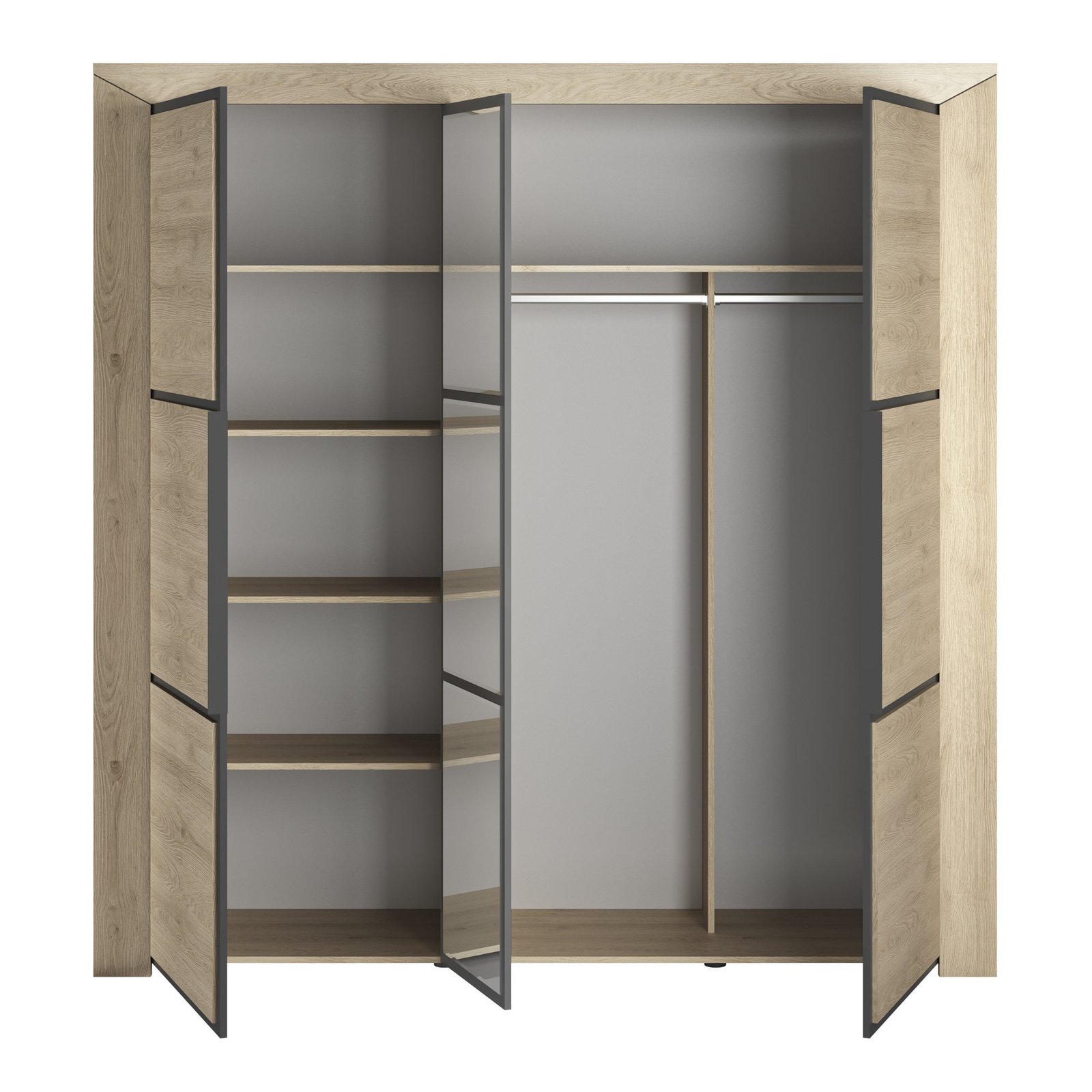 Kleiderschrank 3-türig - Kastanien-natürliche Beige - BRUGGE – Bild 4