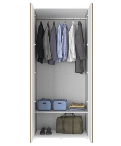 Dressing 2 portes (dont 1 miroir) L.100 Blanc ENZO Blanc – Image 3