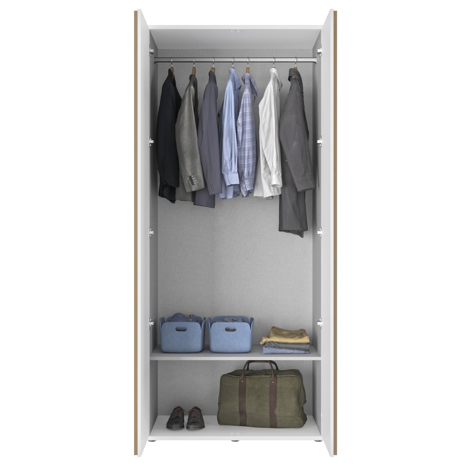 Dressing 2 portes (dont 1 miroir) L.100 Blanc ENZO Blanc – Image 3