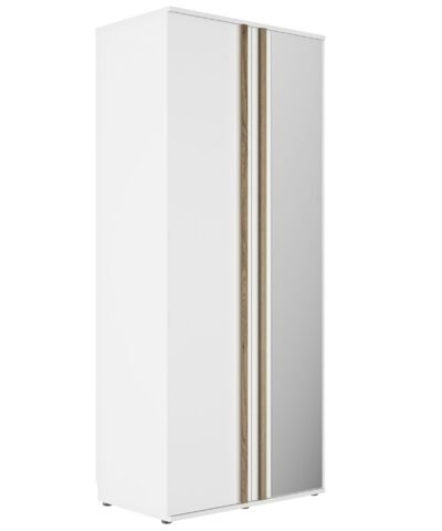 Dressing 2 portes (dont 1 miroir) L.100 Blanc ENZO Blanc – Image 4