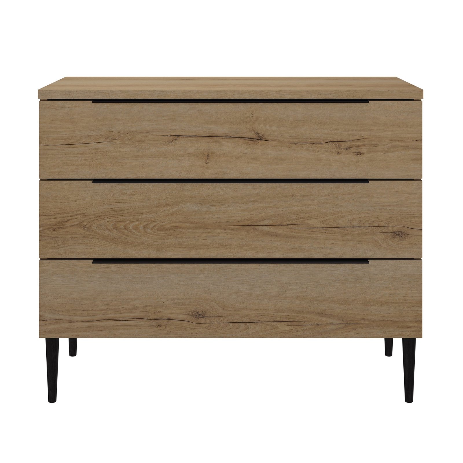 Commode 3 tiroirs Marron LUCIAN Chêne Helvezia