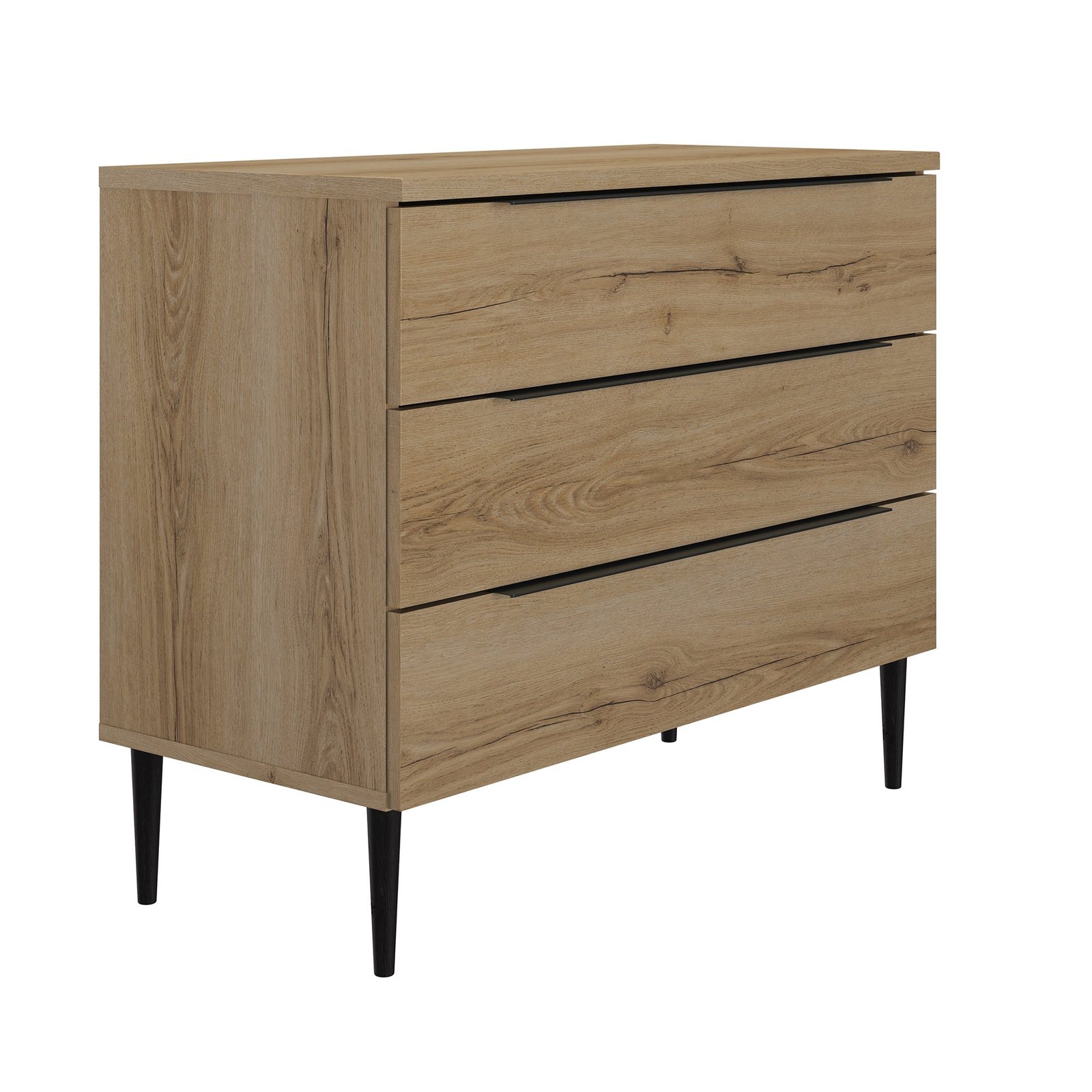 Commode 3 tiroirs Marron LUCIAN Chêne Helvezia – Image 2