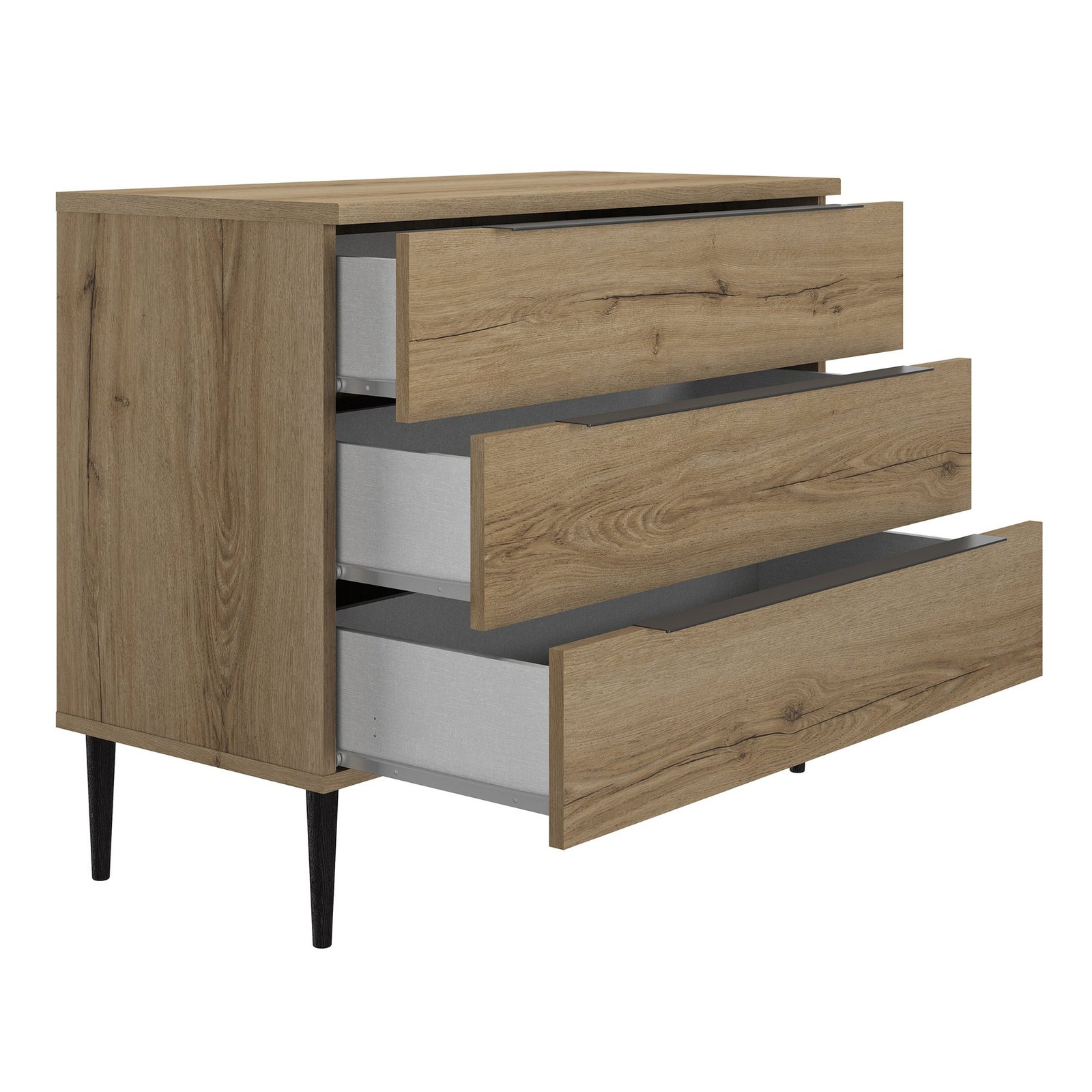 Commode 3 tiroirs Marron LUCIAN Chêne Helvezia – Image 3