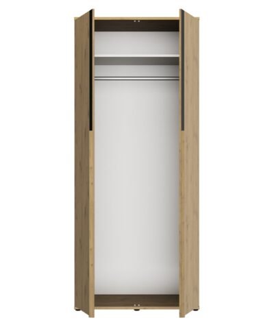 Begehbarer kleider – Kleiderschrank mit 2 türen L100 Beige RIVOLI Eiche artisan – Bild 3