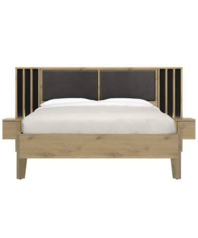 Bett nachttische verkleidung Beige RIVOLI artisan Eiche 140X200