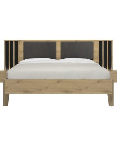Bett nachttische verkleidung Beige RIVOLI Eiche artisan 160X200