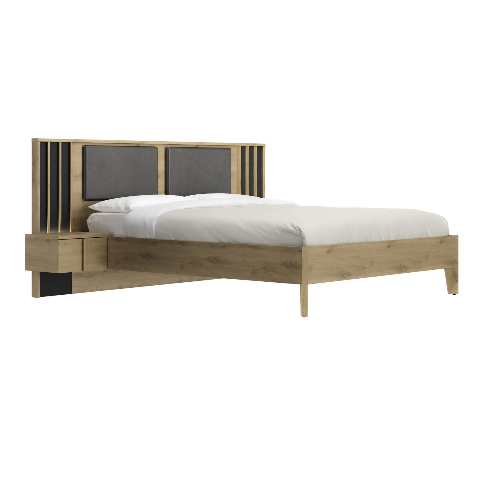 Bett nachttische verkleidung Beige RIVOLI Eiche artisan 160X200 – Bild 2