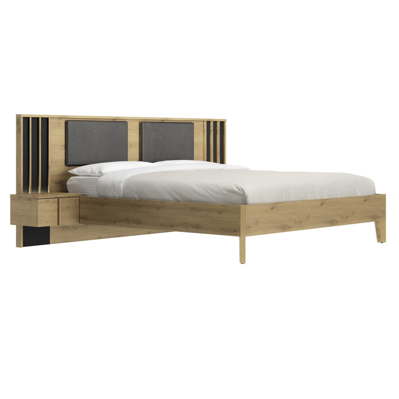 Bett nachttische verkleidung Beige RIVOLI artisan Eiche 180X200 – Bild 2