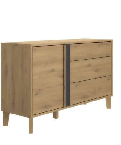 Alternative view of Kommode mit 1 tür, 3 schubladen, Beige RIVOLI Eiche artisan