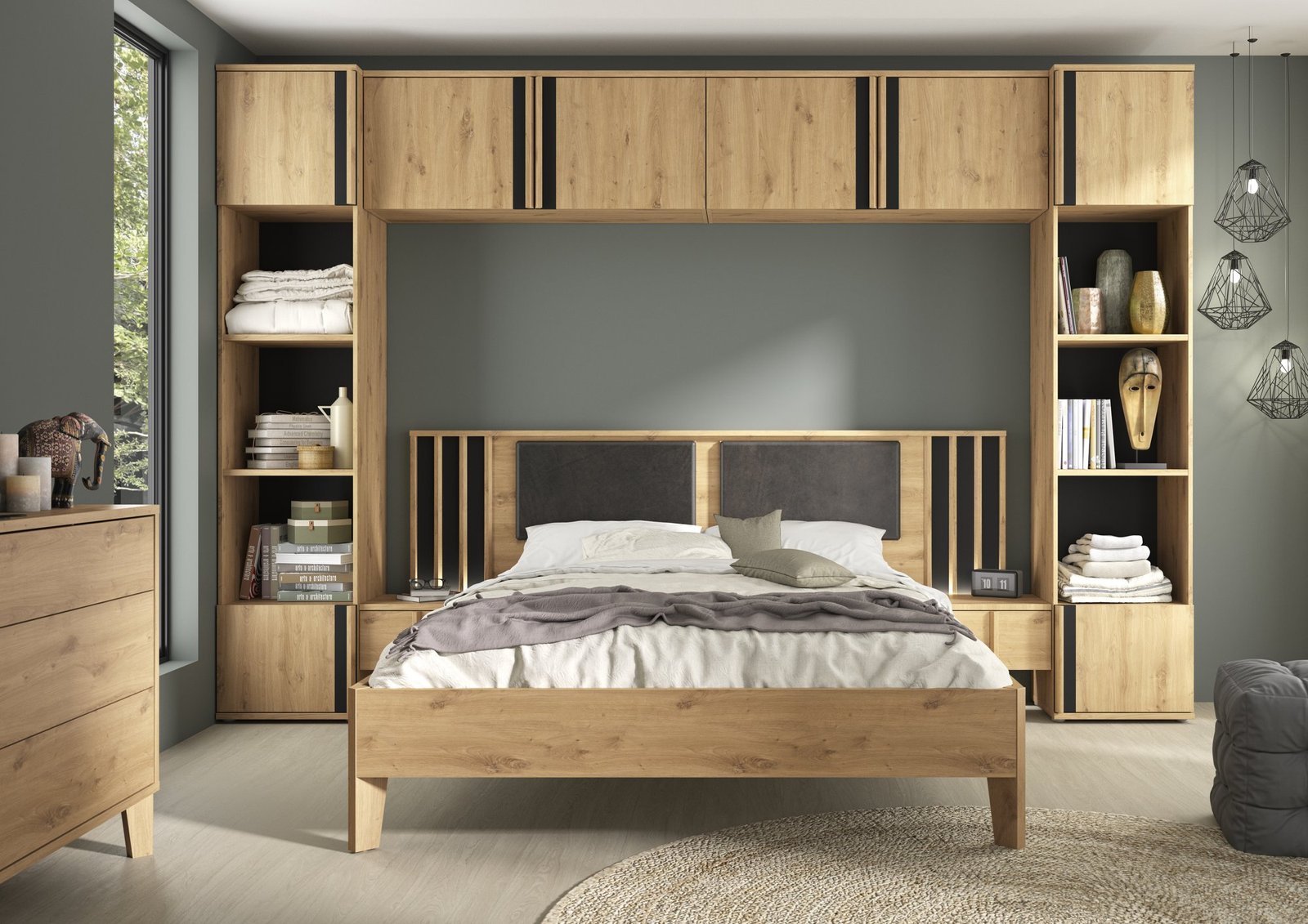 Bettbrücke für bett 160 Beige RIVOLI Eiche artisan