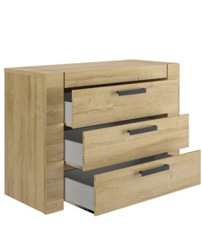 Commode 3 tiroirs Beige SOFIA Chêne doré – Image 3