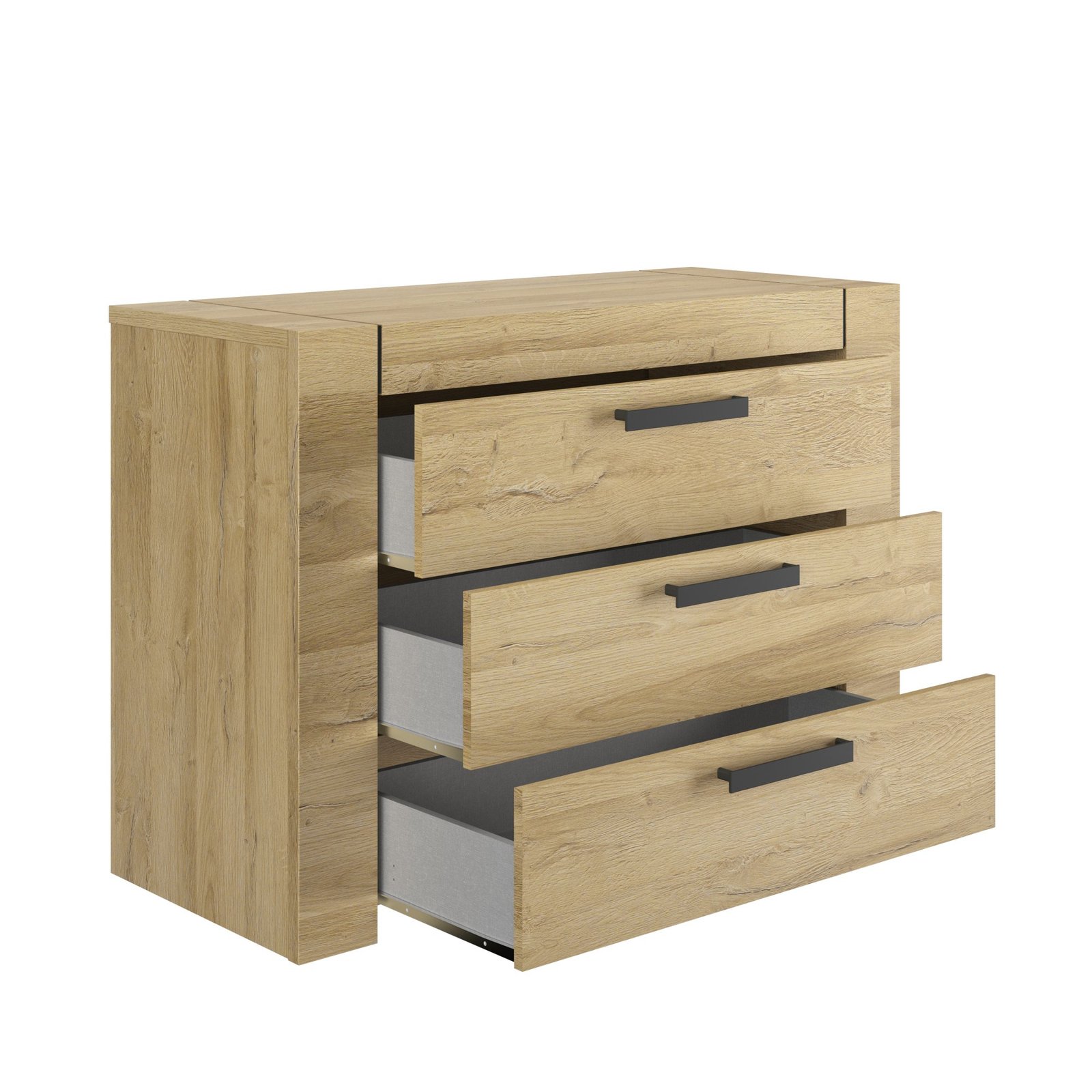 Commode 3 tiroirs Beige SOFIA Chêne doré – Image 3