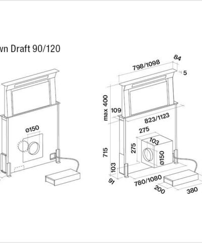 Hotte de ventilation DOWNDRAFT 120 N FALMEC