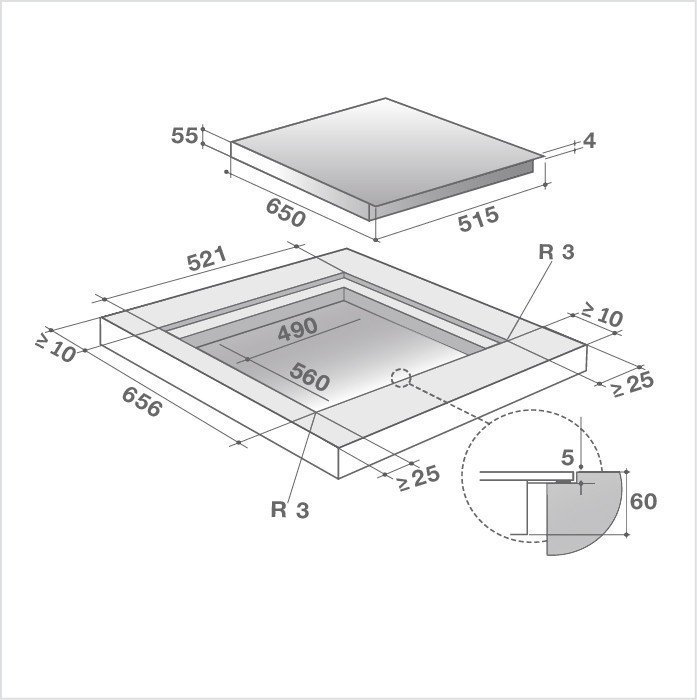 DE DIETRICH Plan de cuisson induction 65 cm DPI7682X