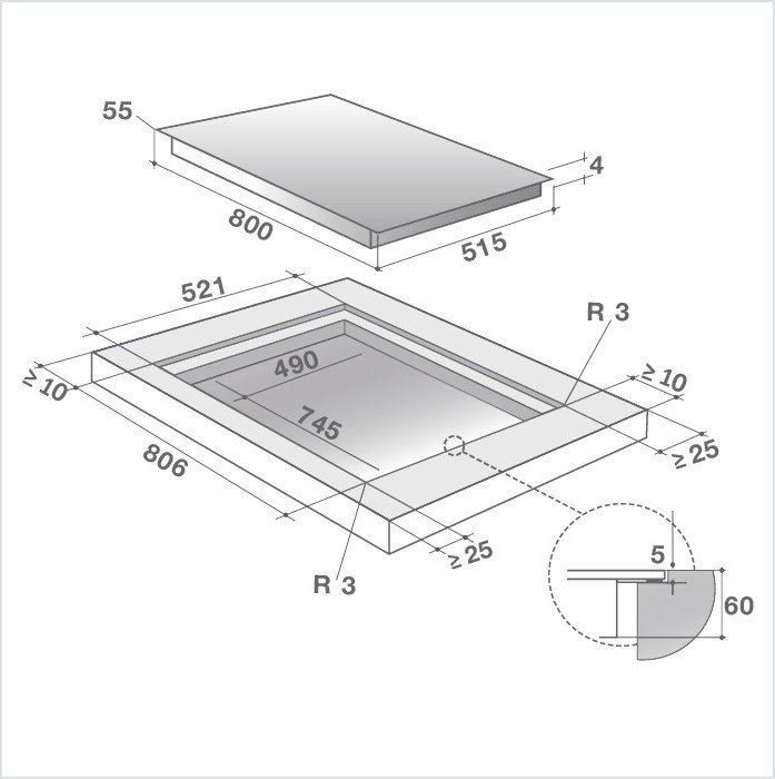 DE DIETRICH Plan de cuisson induction 80 cm DPI7884XT