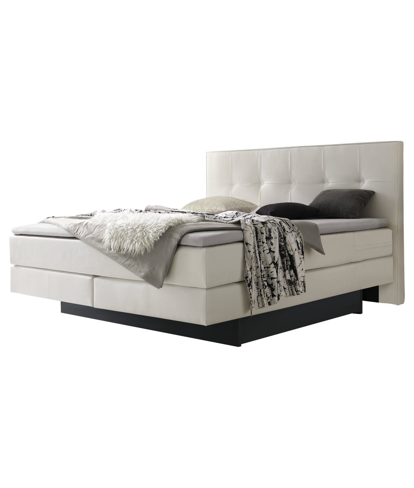 Lit boxspring incl. espace de rangement Miami Hasena 160x200 cm Blanc / Anthracite