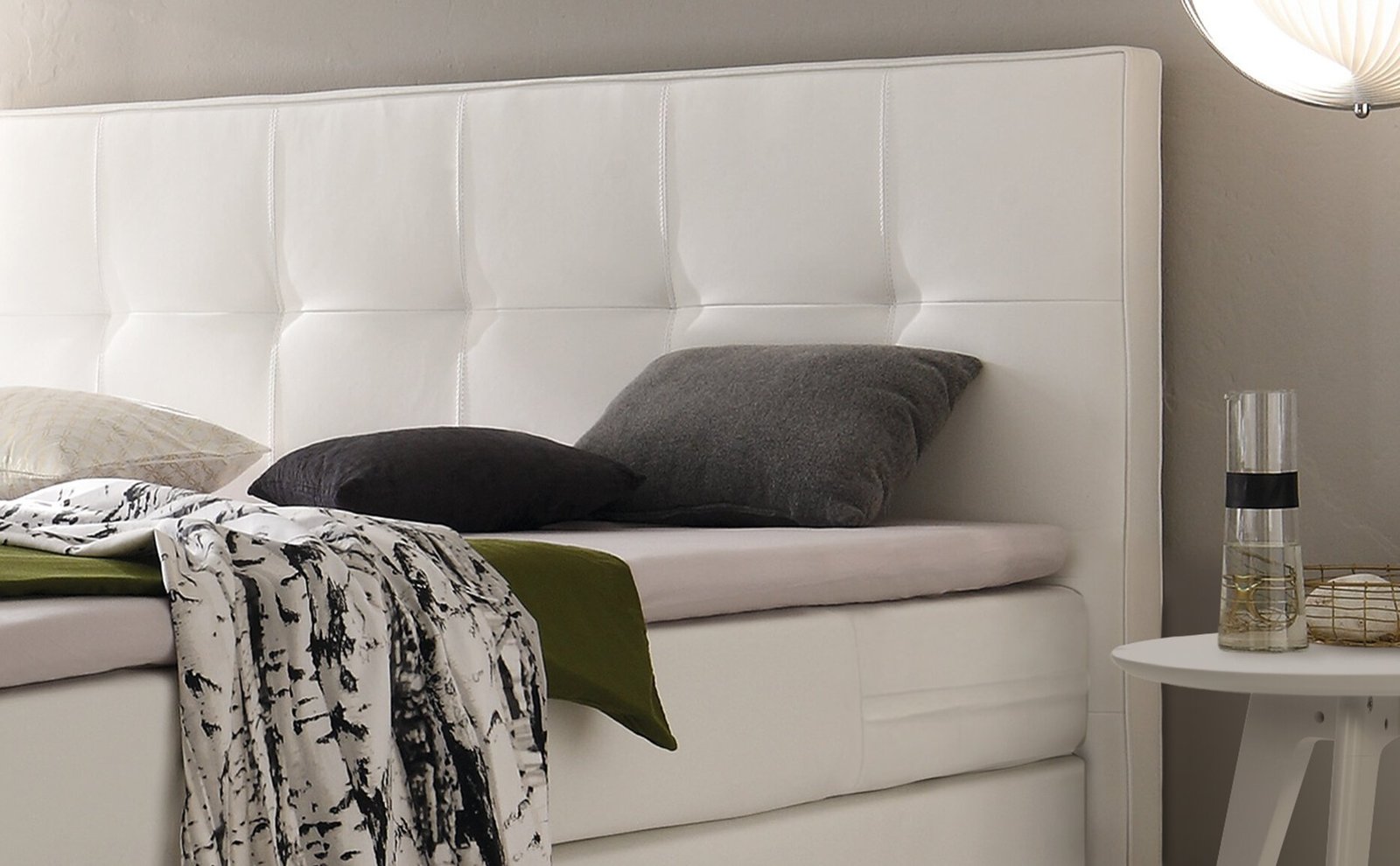 Lit boxspring incl. espace de rangement Miami Hasena 160x200 cm Blanc / Anthracite – Image 3