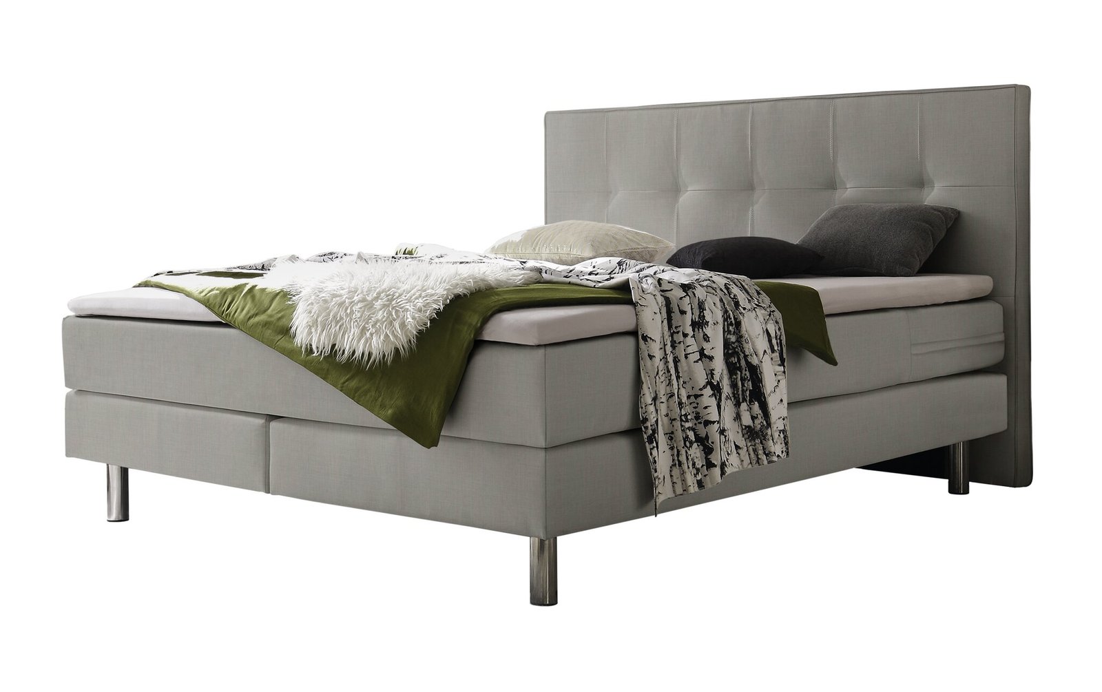 Boxspring bett Blume Hasena 140x200 cm Grau/Silber