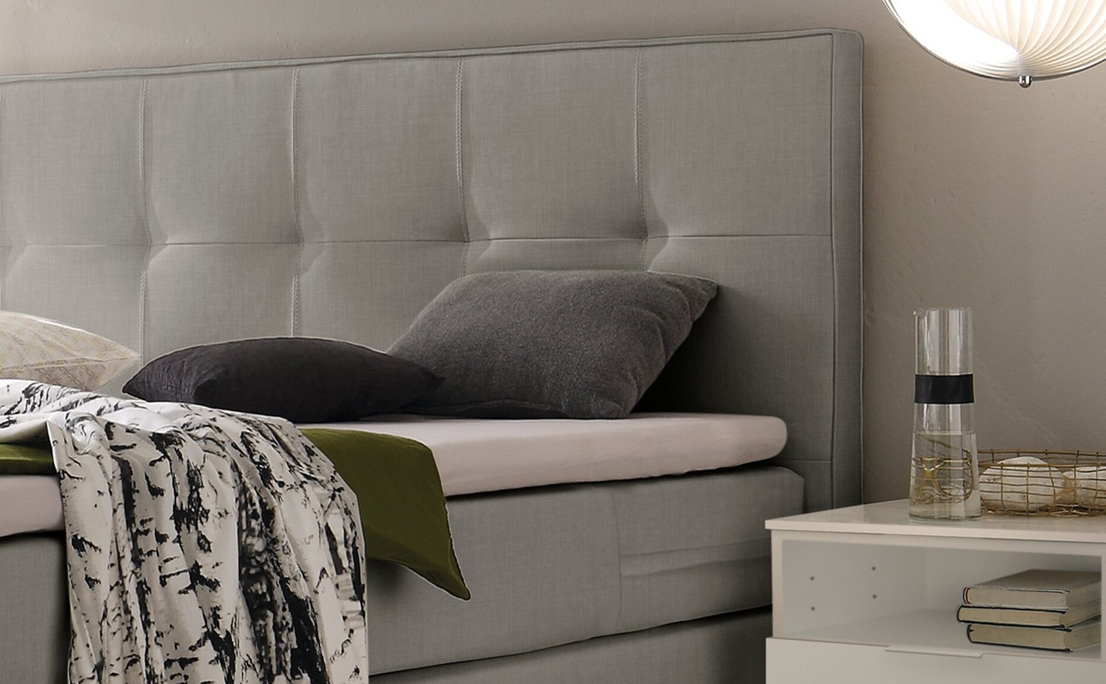 Boxspring bett Blume Hasena 140x200 cm Grau/Silber – Bild 2