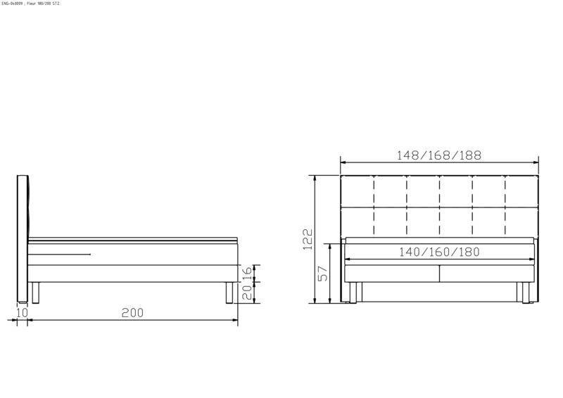 Boxspring bett Blume Hasena 140x200 cm Grau/Silber – Bild 4