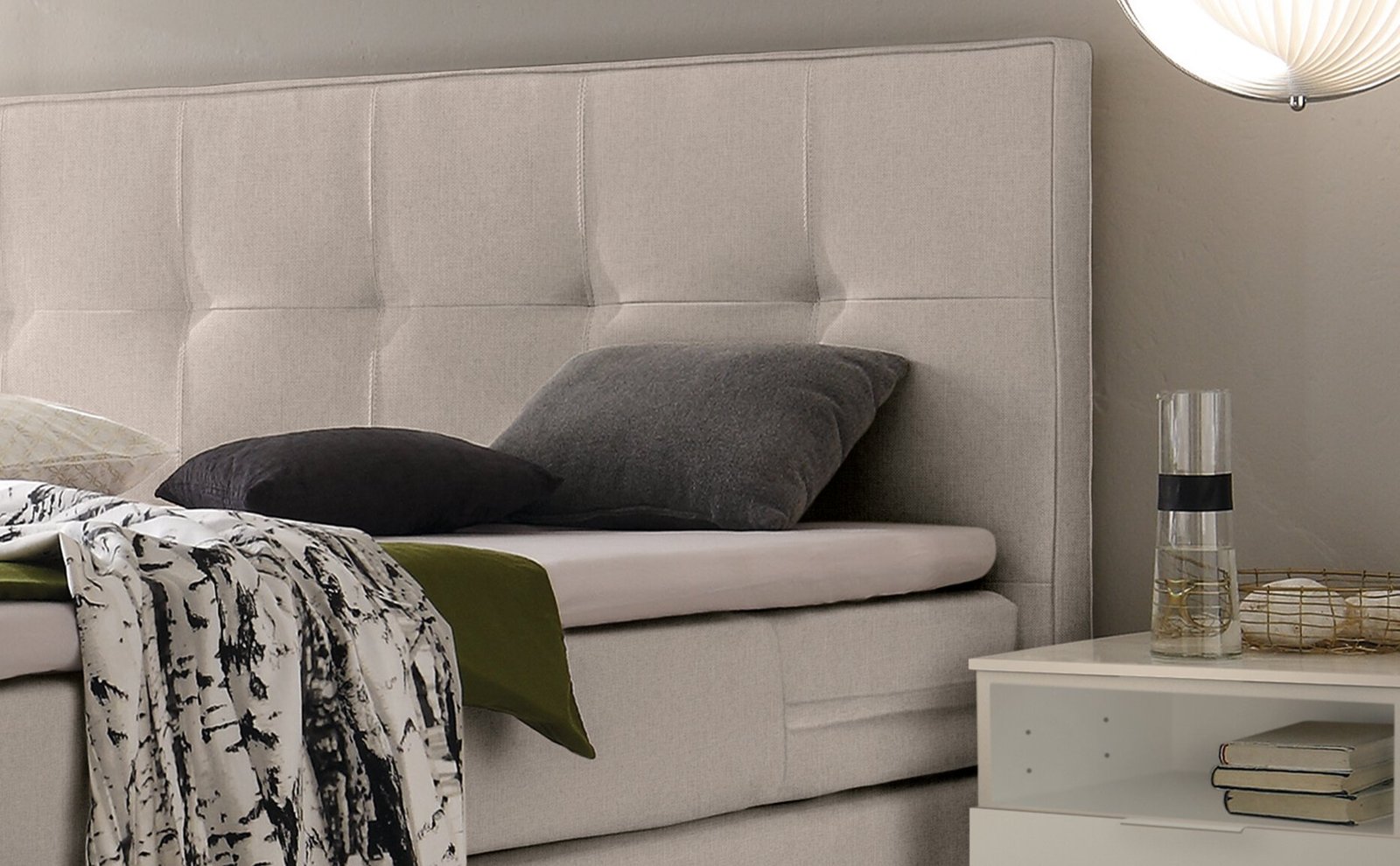 Boxspring bett Blume Hasena 160x200 cm, Grau/Silber / Beige – Bild 2