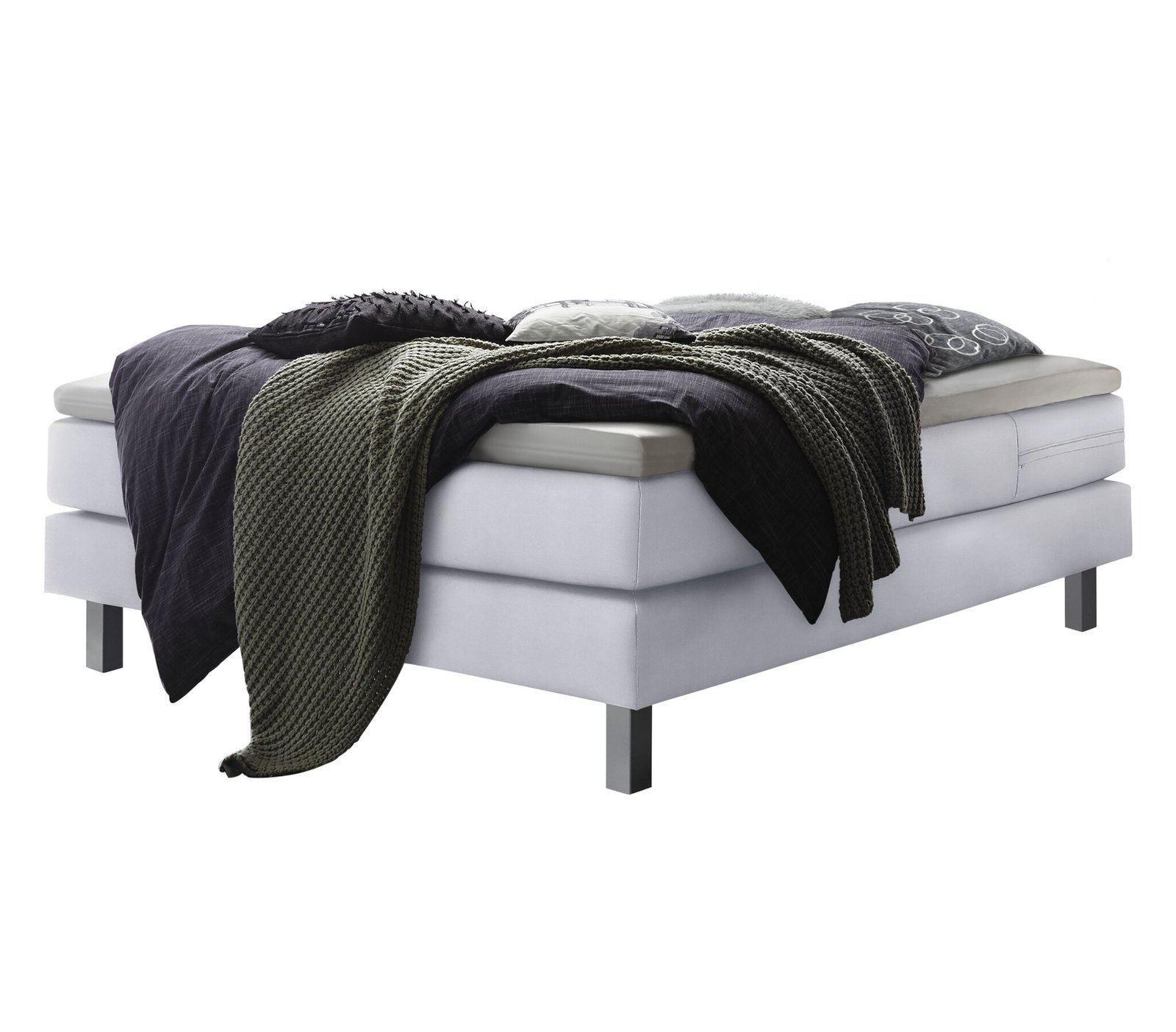 Boxspring bett Basio Hasena 160x200 cm Grau / Weiß