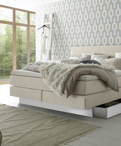 Alternative view of Lit boxspring incl. espace de rangement Denver Hasena 160x200 cm Beige / Blanc