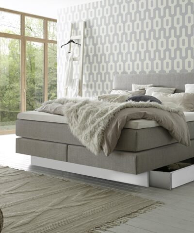 Alternative view of Lit boxspring incl. espace de rangement Denver Hasena 180x200 cm Gris / Blanc