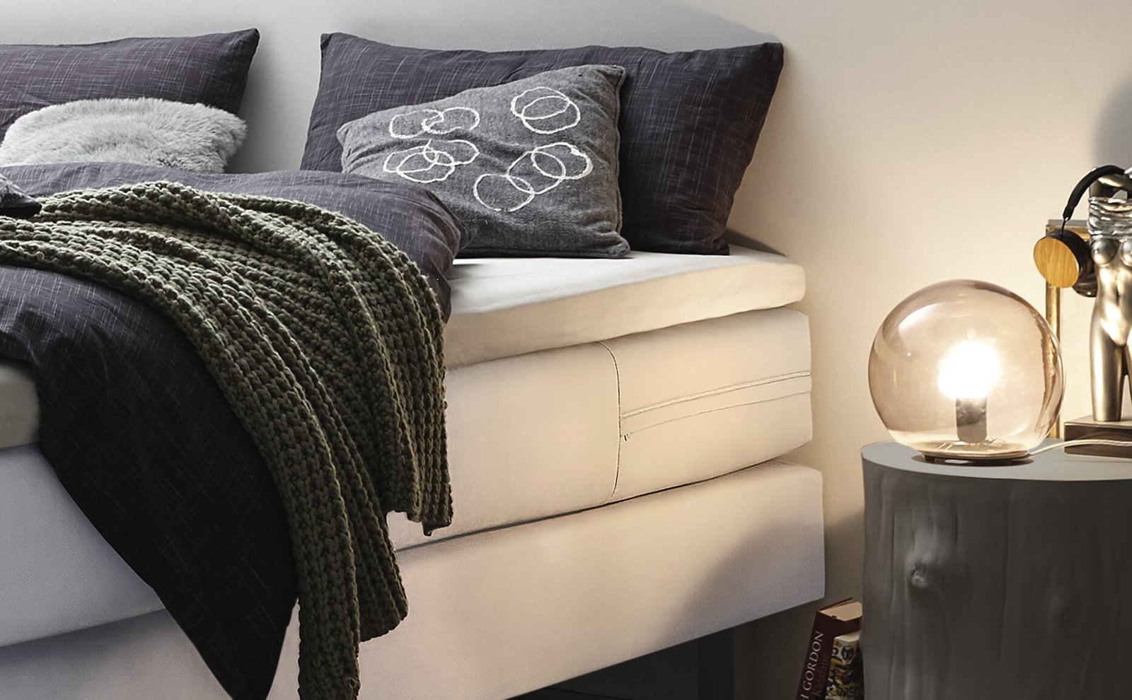 Boxspring bett Basio Hasena 160x200 cm Grau / Weiß – Bild 2