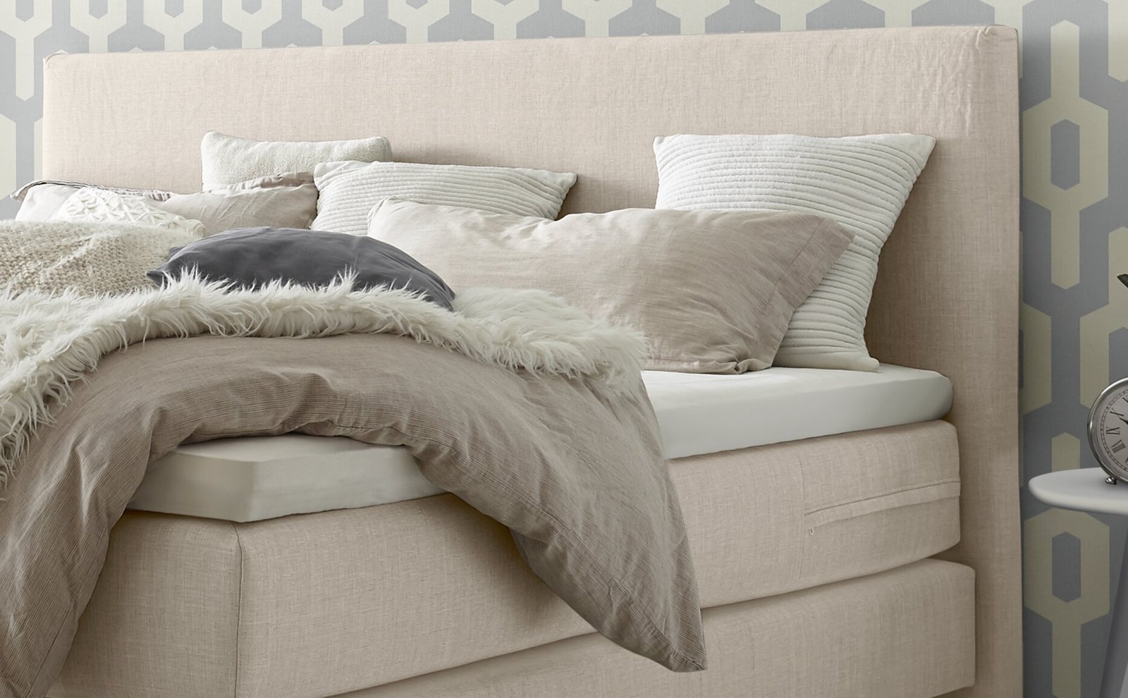 Boxspring bett inkl. stauraum Denver Hasena 160x200 cm Beige / Weiß – Bild 3