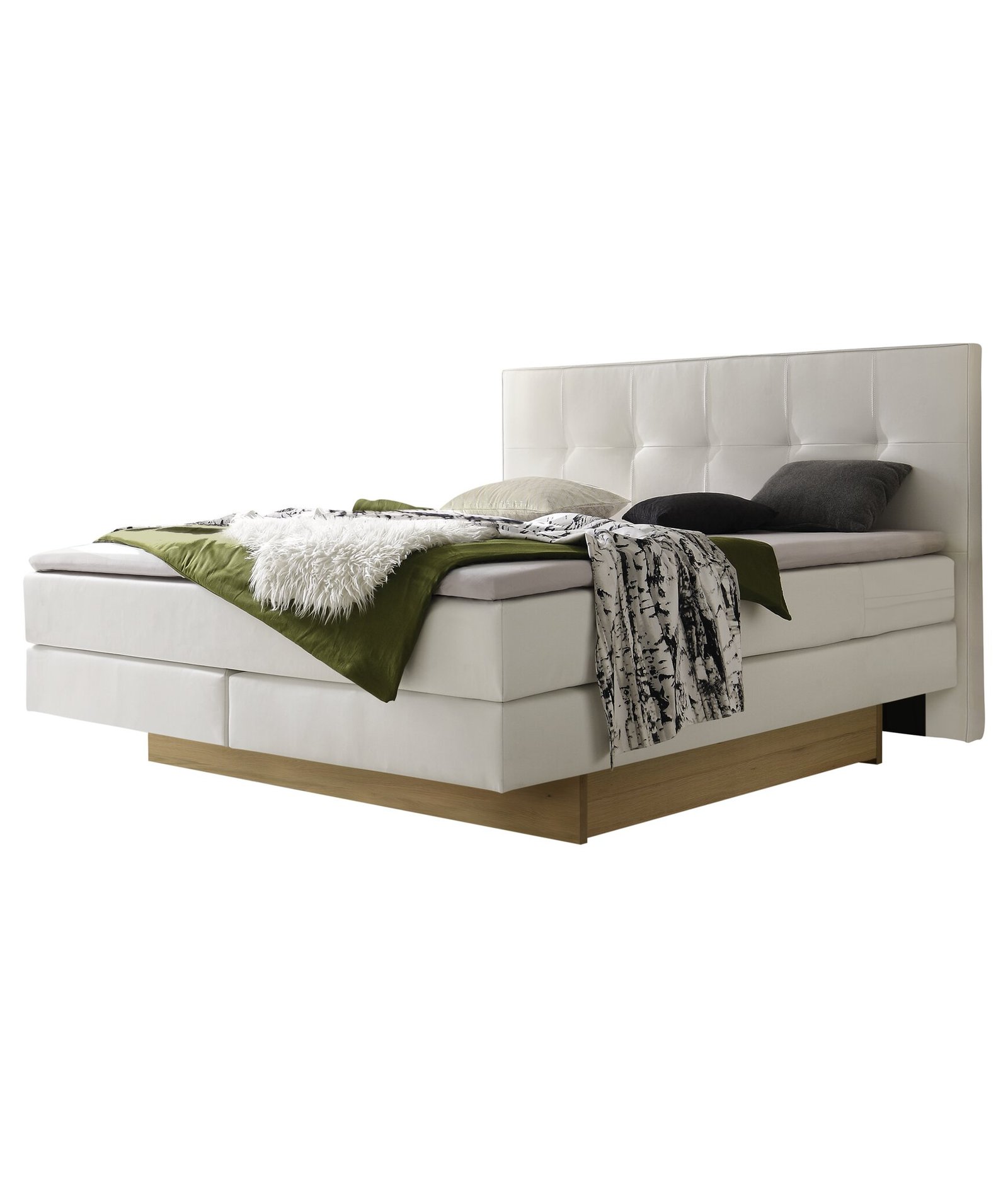Boxspring bett inkl. stauraum Miami Hasena 180x200 cm, Weiß / Braun