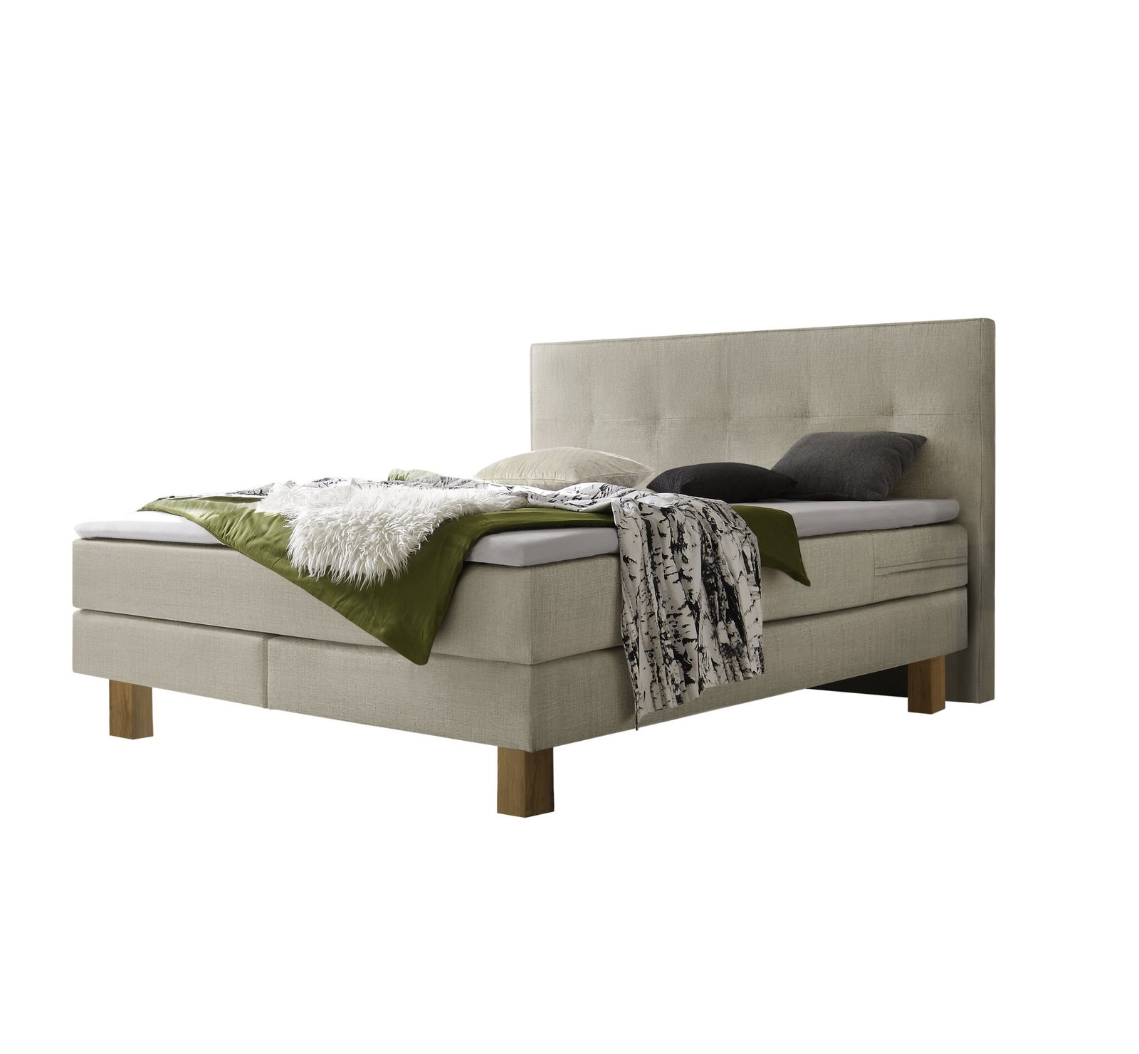 Boxspring bett Lodge Hasena 140 x 200 cm Beige / Braun