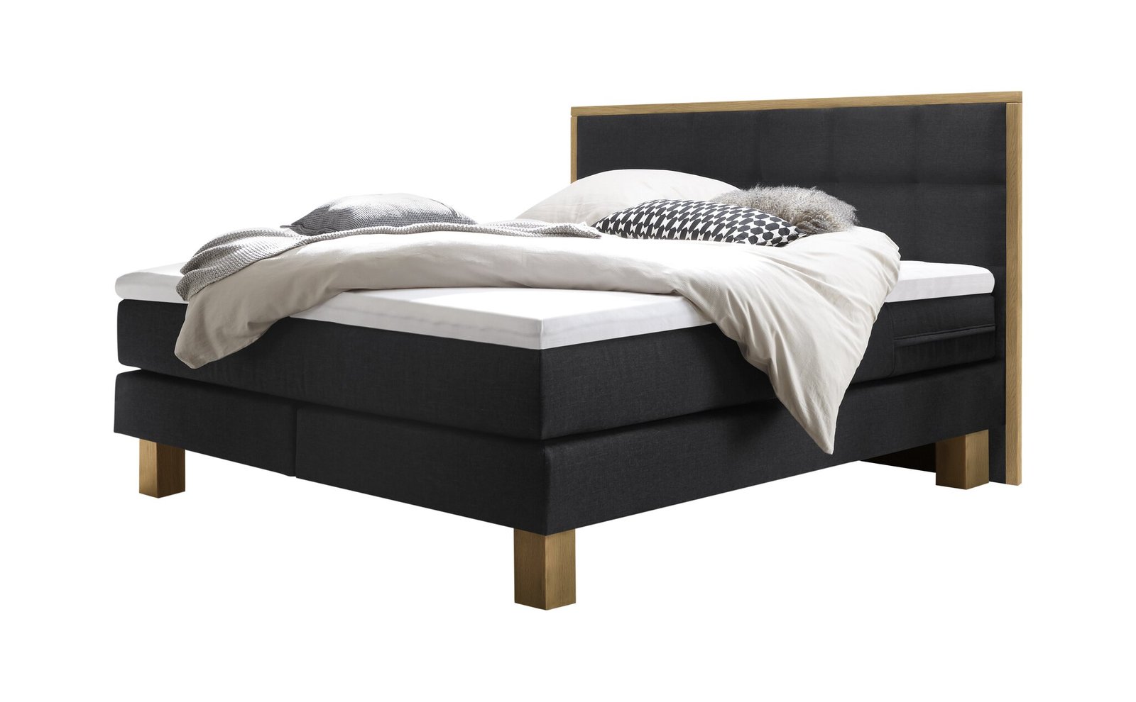 Boxspring bett Cottage Hasena 160x200 cm Anthrazit / Braun