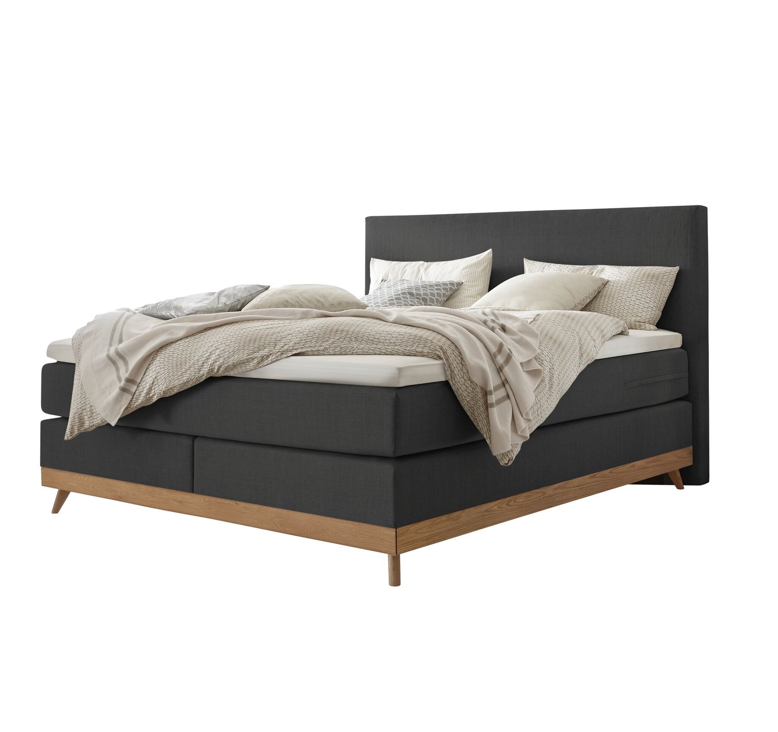 Boxspring bett Scandia Hasena 140x200 cm Anthrazit / Braun