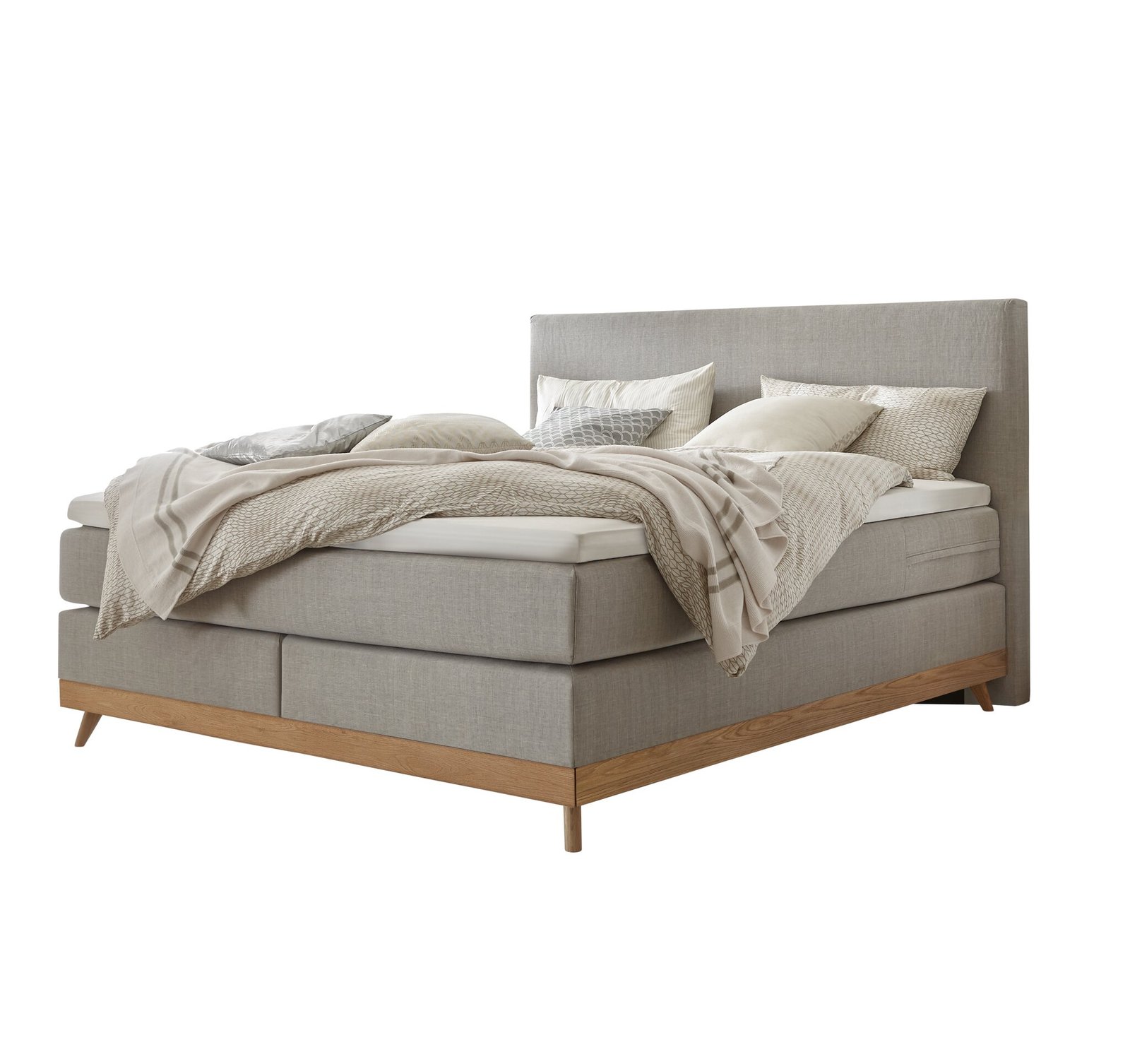 Boxspring bett Scandia Hasena 140x200 cm Grau / Braun