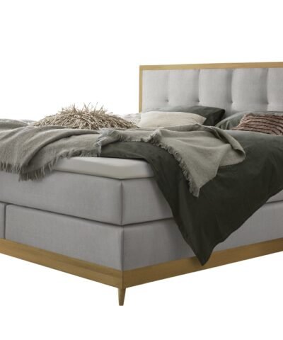 Lit boxspring Villa Hasena 140x200 cm Gris / Brun
