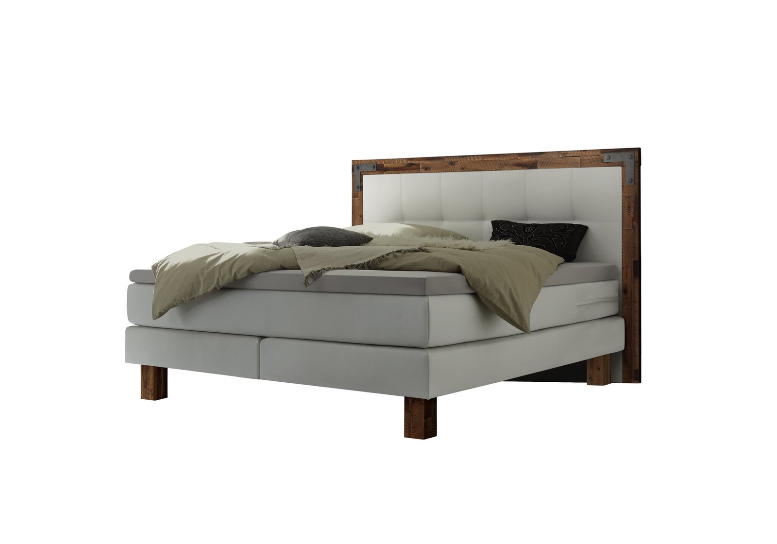 Boxspring bett Memphis Hasena 160x200 cm, Weiß / Braun