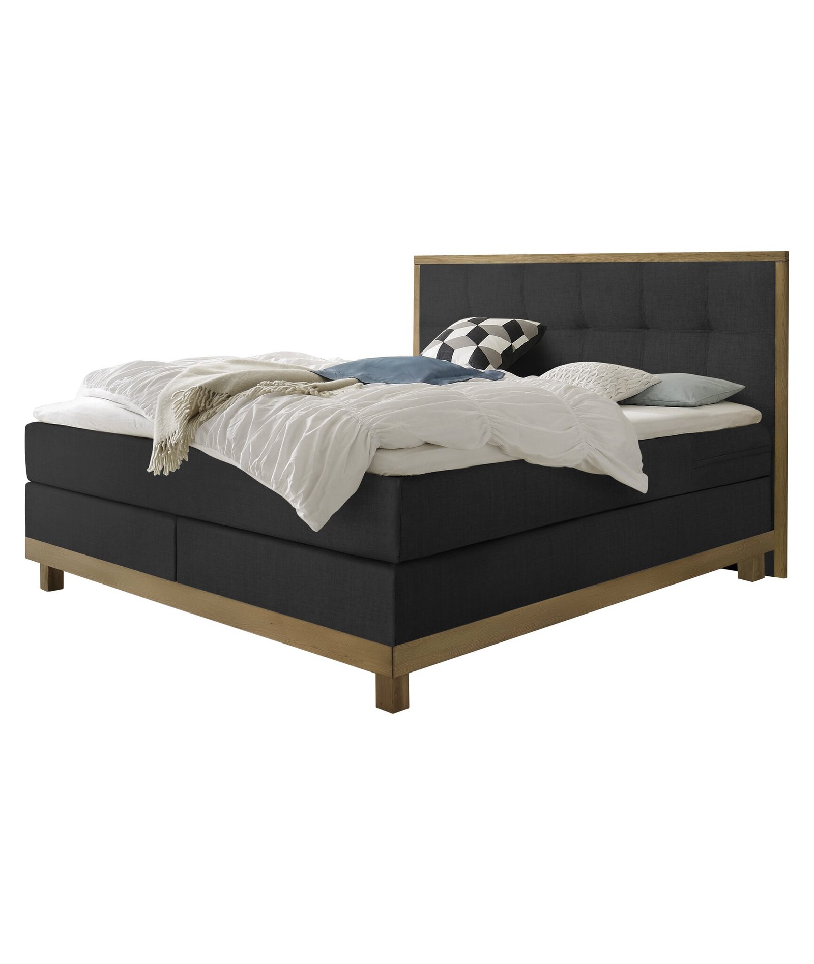 Boxspring bett Chalet Hasena 140x200 cm Anthrazit / Braun