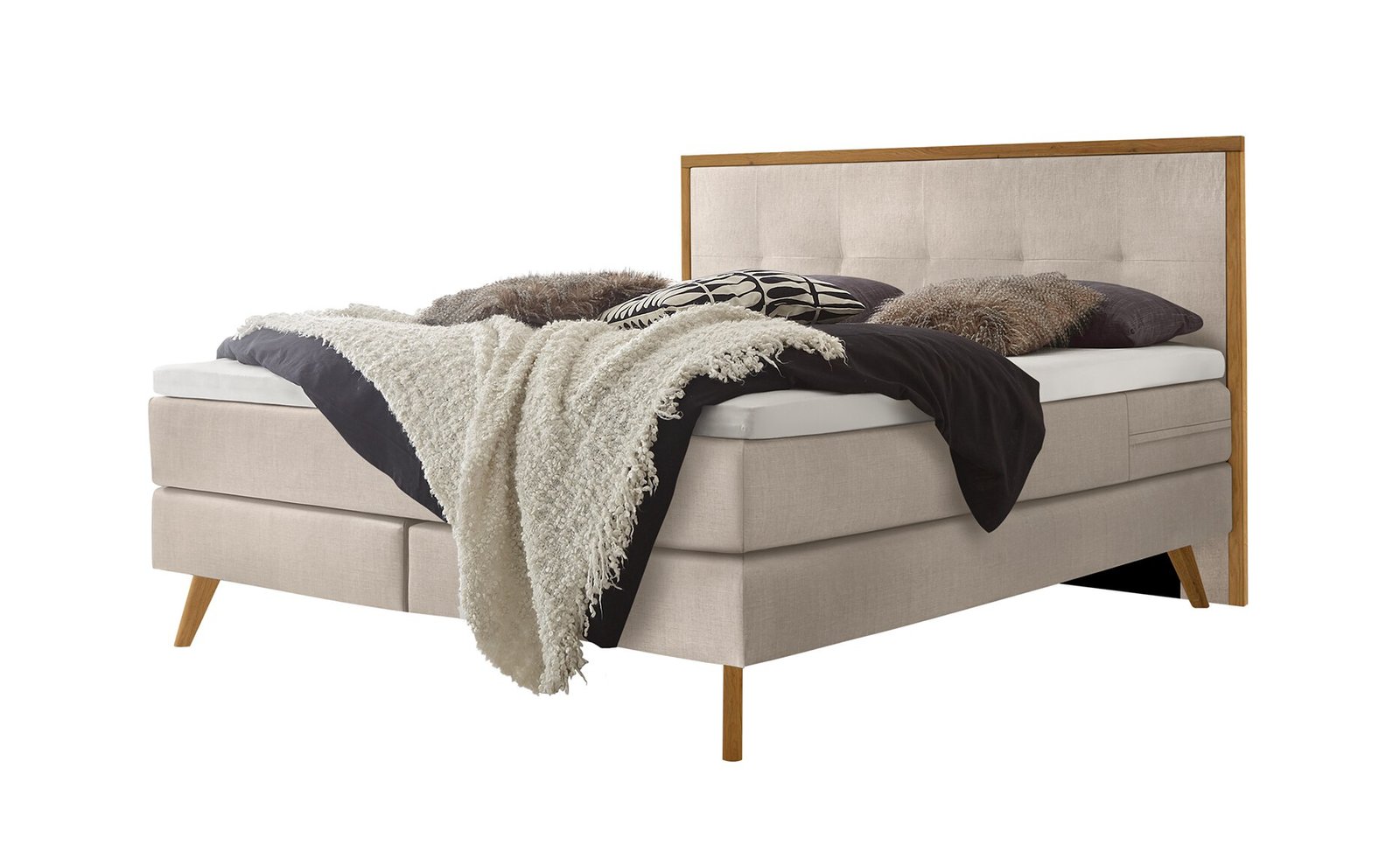 Boxspring bett Nordic Hasena 140 x 200 cm Beige / Braun