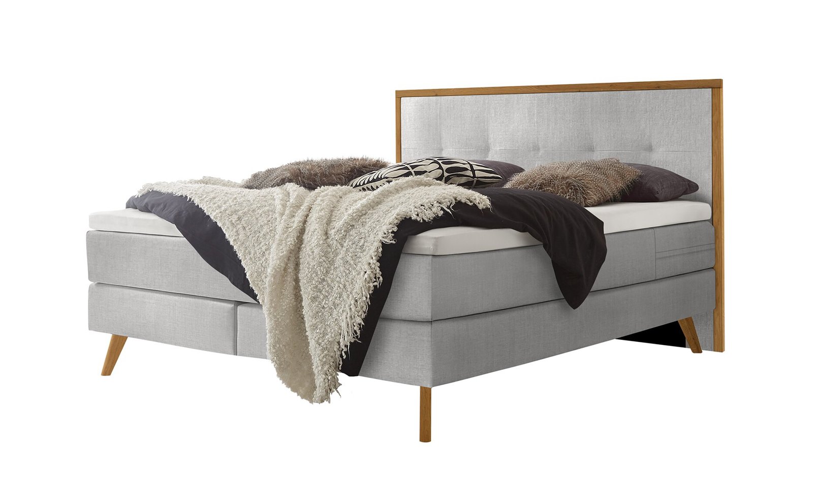 Boxspring bett Nordic Hasena 140x200 cm Grau / Braun