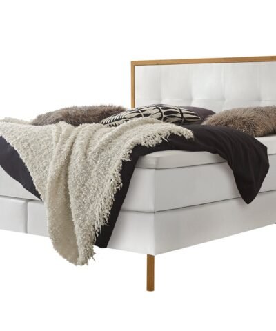 Lit boxspring Nordic Hasena 180x200 cm Blanc / Brun