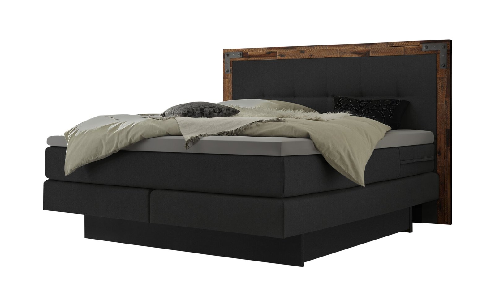 Boxspring bett inkl. stauraum Nevada Hasena 180x200 cm Anthrazit / Braun