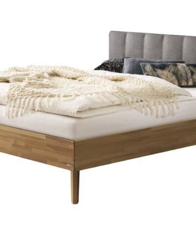 Lit Elia Hasena Hêtre coeur rouge bois massif 721-Buffalo grey 140x200 cm Gris / Brun