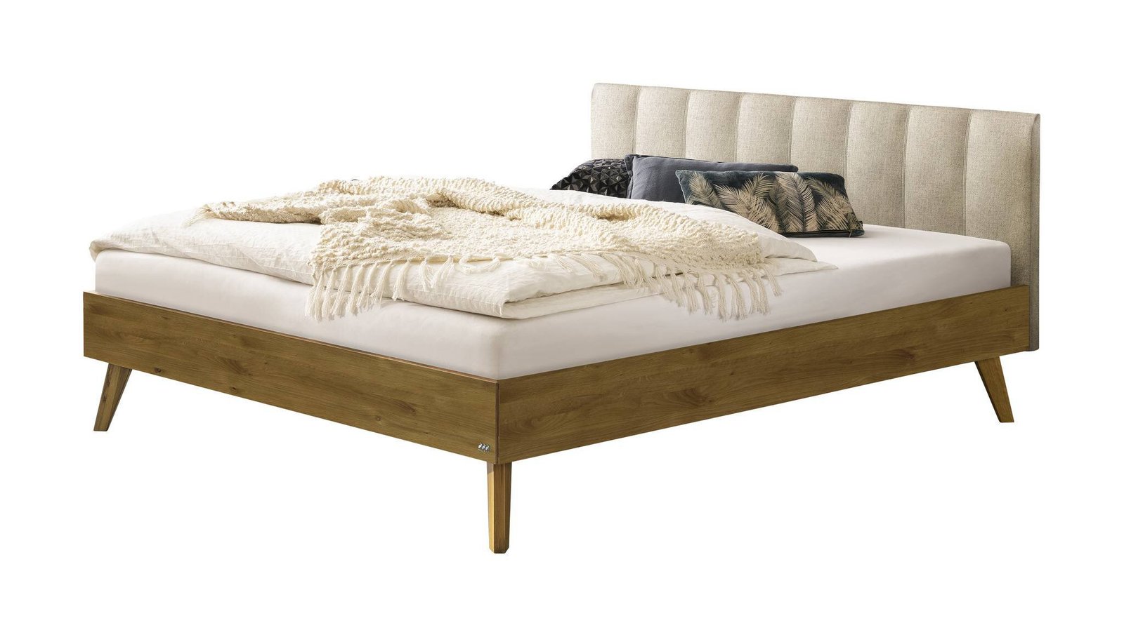 Bett Elia Hasena Eiche massivholz-327-Pepe beige 180x200 cm Beige / Braun