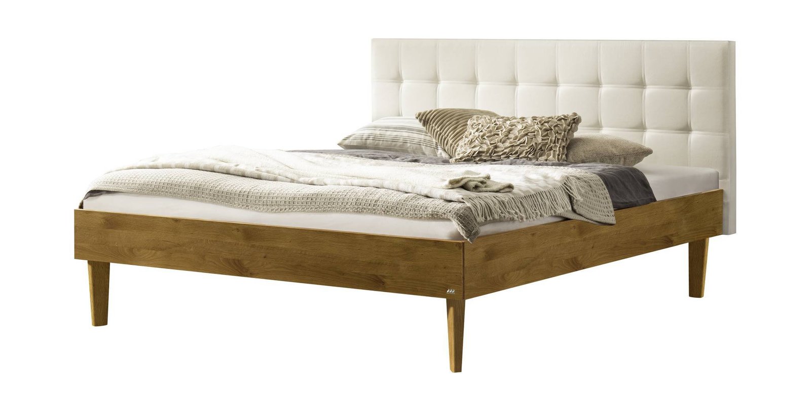 Lit Alcamo Hasena Chêne bois massif 323-Kul white 160x200 cm Blanc / Brun