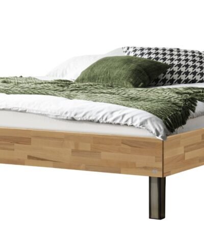 Lit Senza Hasena Hêtre coeur rouge bois massif 160x200 cm Gris/Argenté / Brun