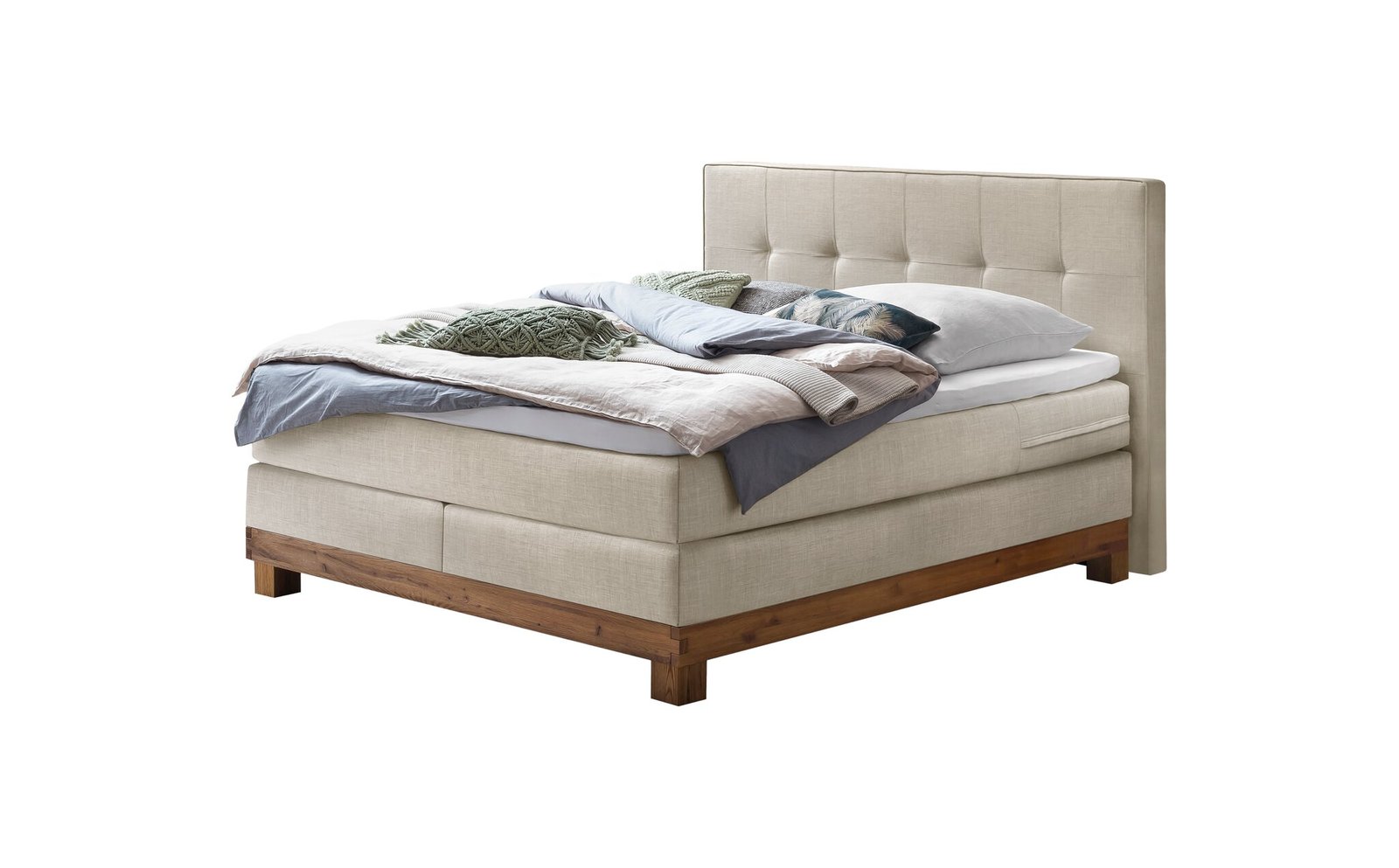 Boxspring bett Finca Hasena 140 x 200 cm Beige / Braun