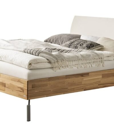 Bett Parete Hasena Buche herz rot massiv aus holz 323-Kul white 120x200 cm Grau / Weiß / Braun