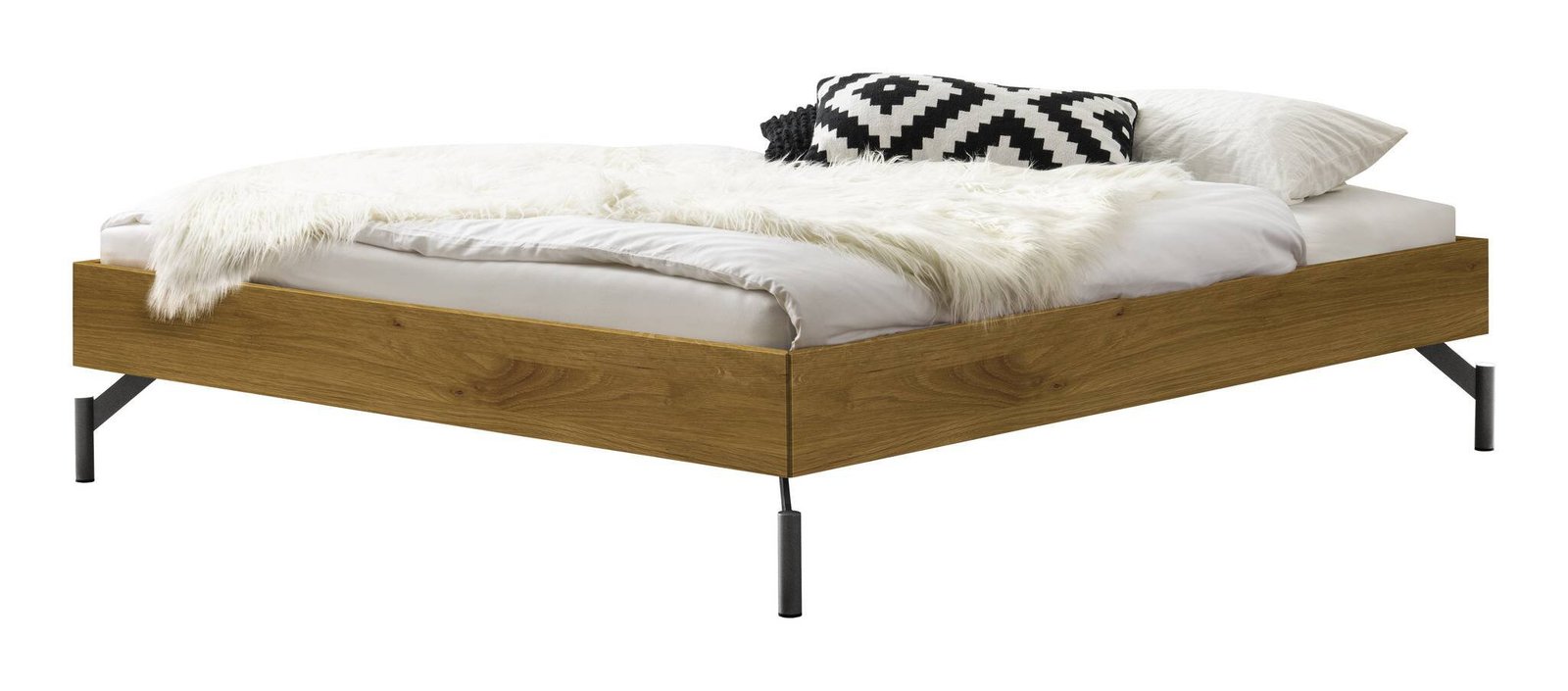 Bett Nicolo Hasena Eiche massivholz-160x200 cm Anthrazit / Braun